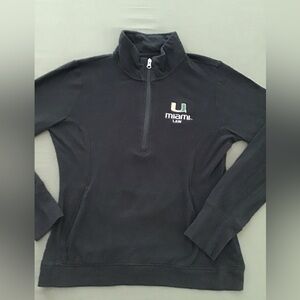 University Miami Law black 1/4 zip sweatshirt size medium